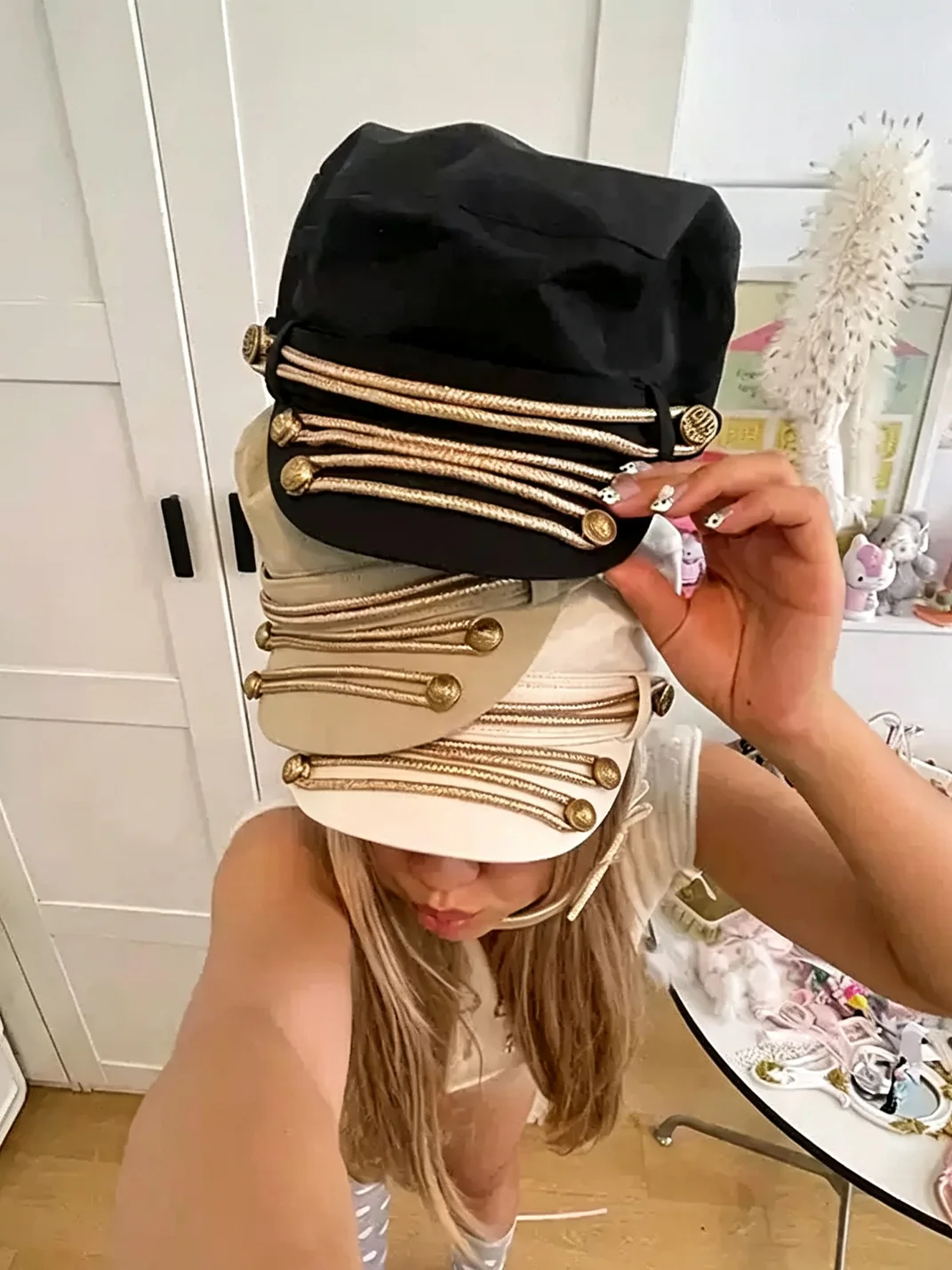 Wolf Grandmother | Vintage Gold Trim Military Cap