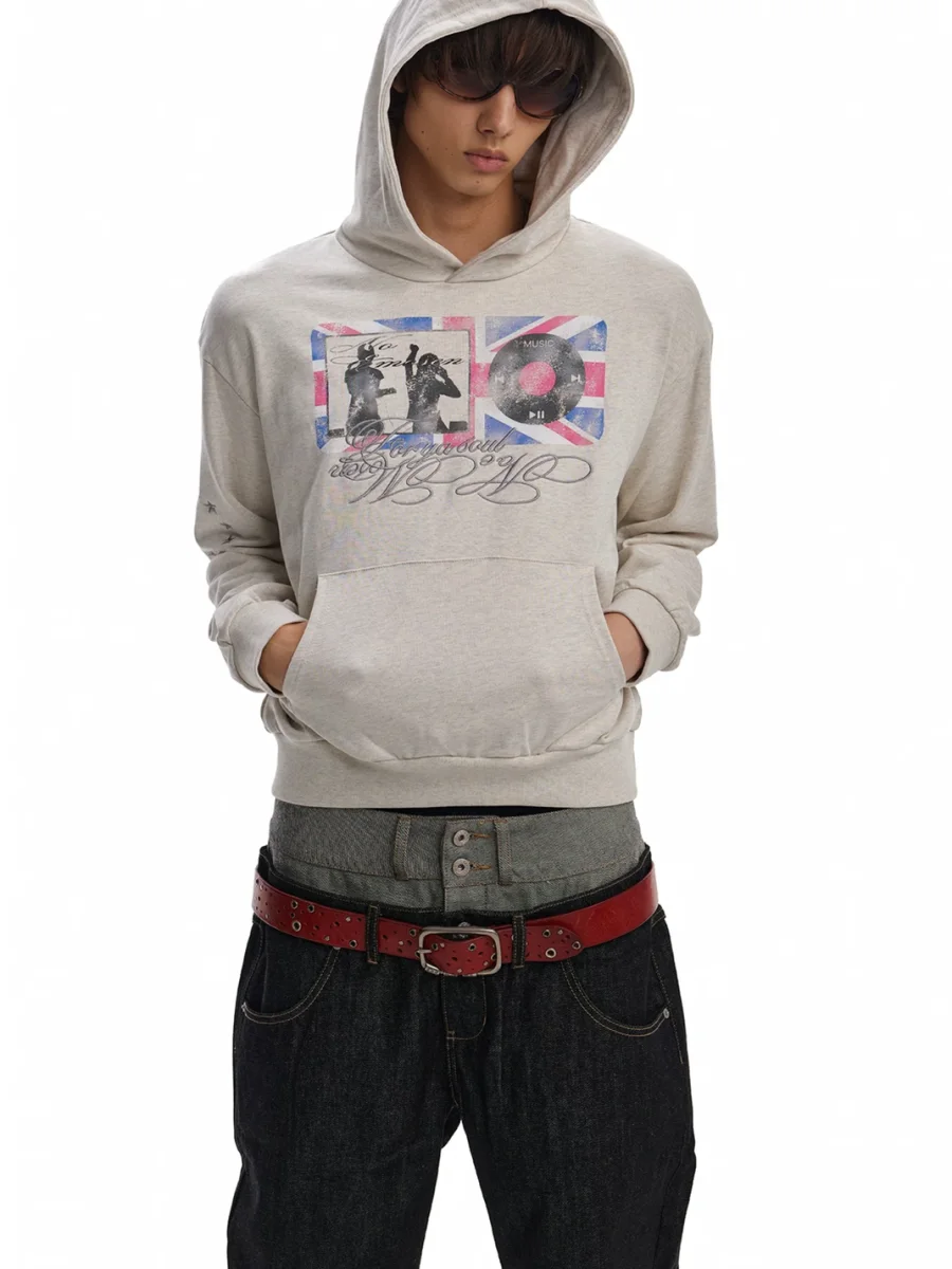 no E mosen | Oversized Color Block Graphic Hoodie - 2