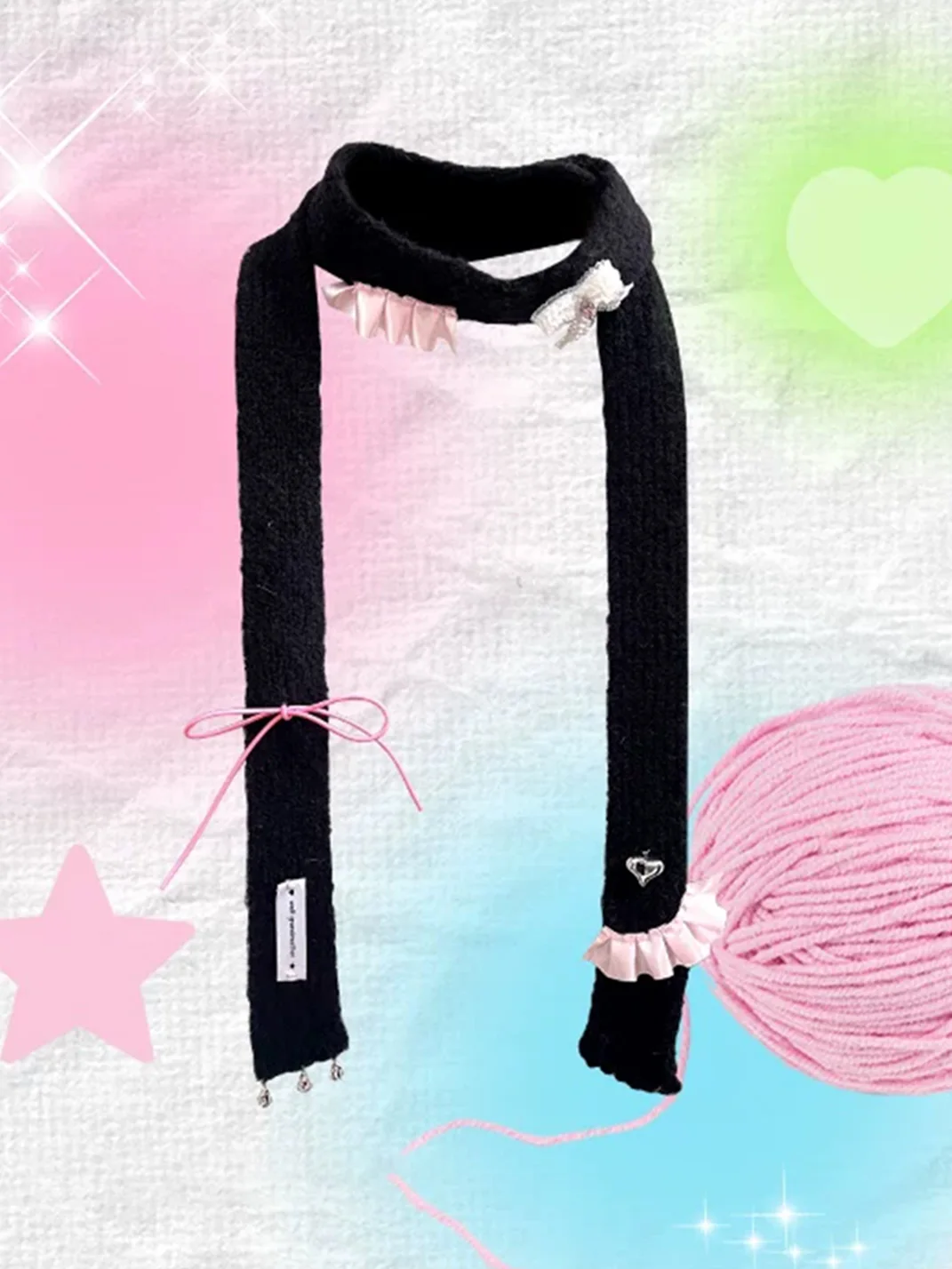 Wolf Grandmother | Y2K Bow Knit Neck Scarf