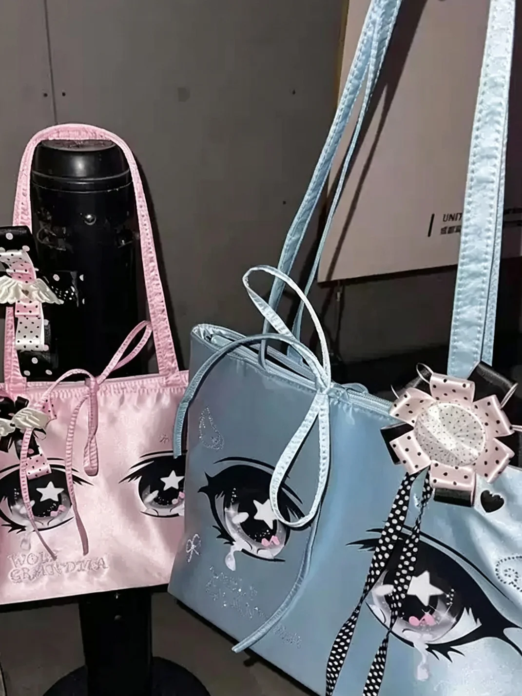 Wolf Grandmother | Anime Eye Rhinestone Satin Tote Bag