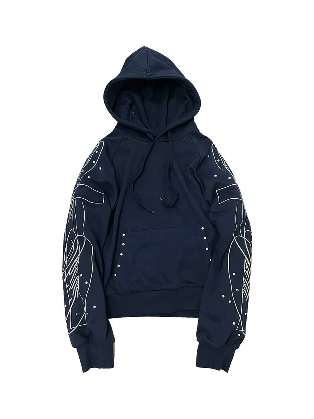 no E mosen | Oversized Cross Embroidered Rhinestone Hoodie