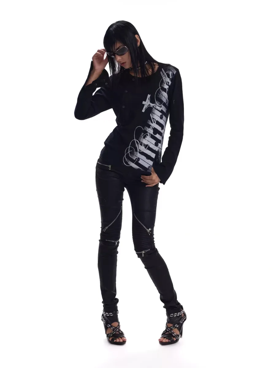 no E mosen | Piano Key Polka Dot Long Sleeve Top - 4