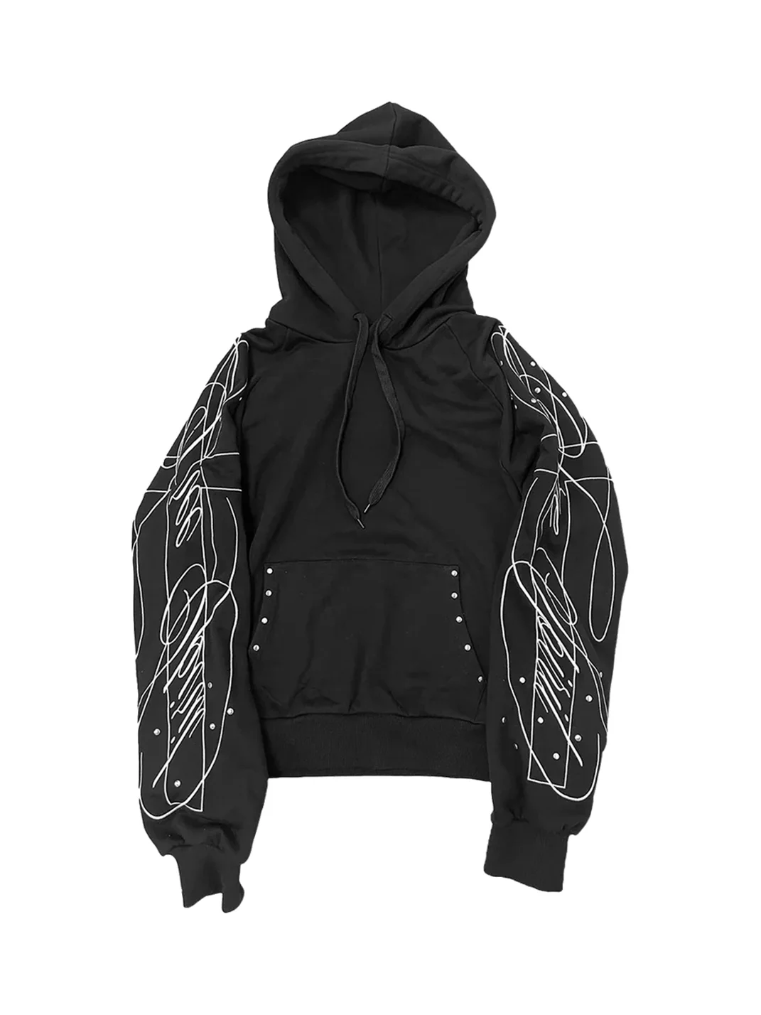 no E mosen | Oversized Cross Embroidered Rhinestone Hoodie