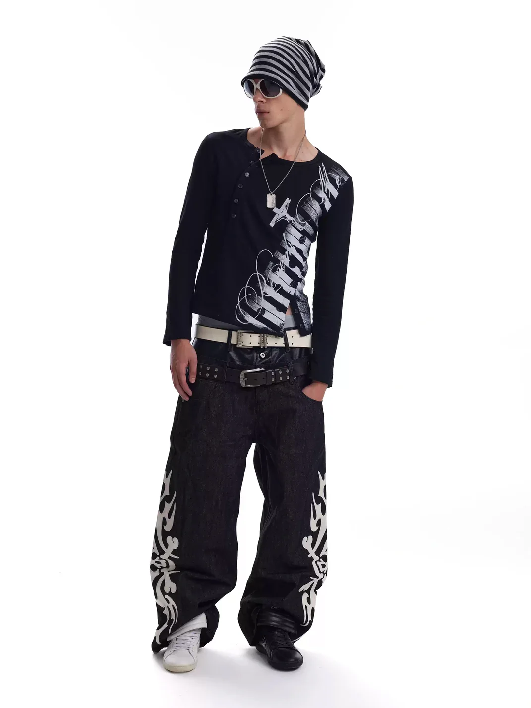 no E mosen | Piano Key Polka Dot Long Sleeve Top
