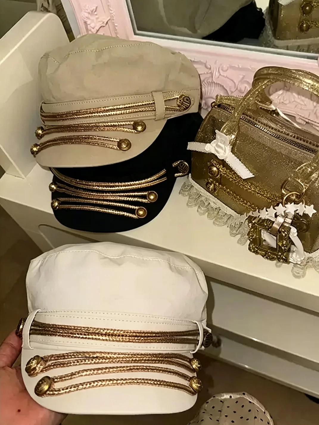 Wolf Grandmother | Vintage Gold Trim Military Cap