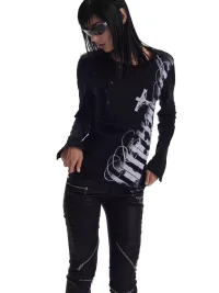 no E mosen | Piano Key Polka Dot Long Sleeve Top
