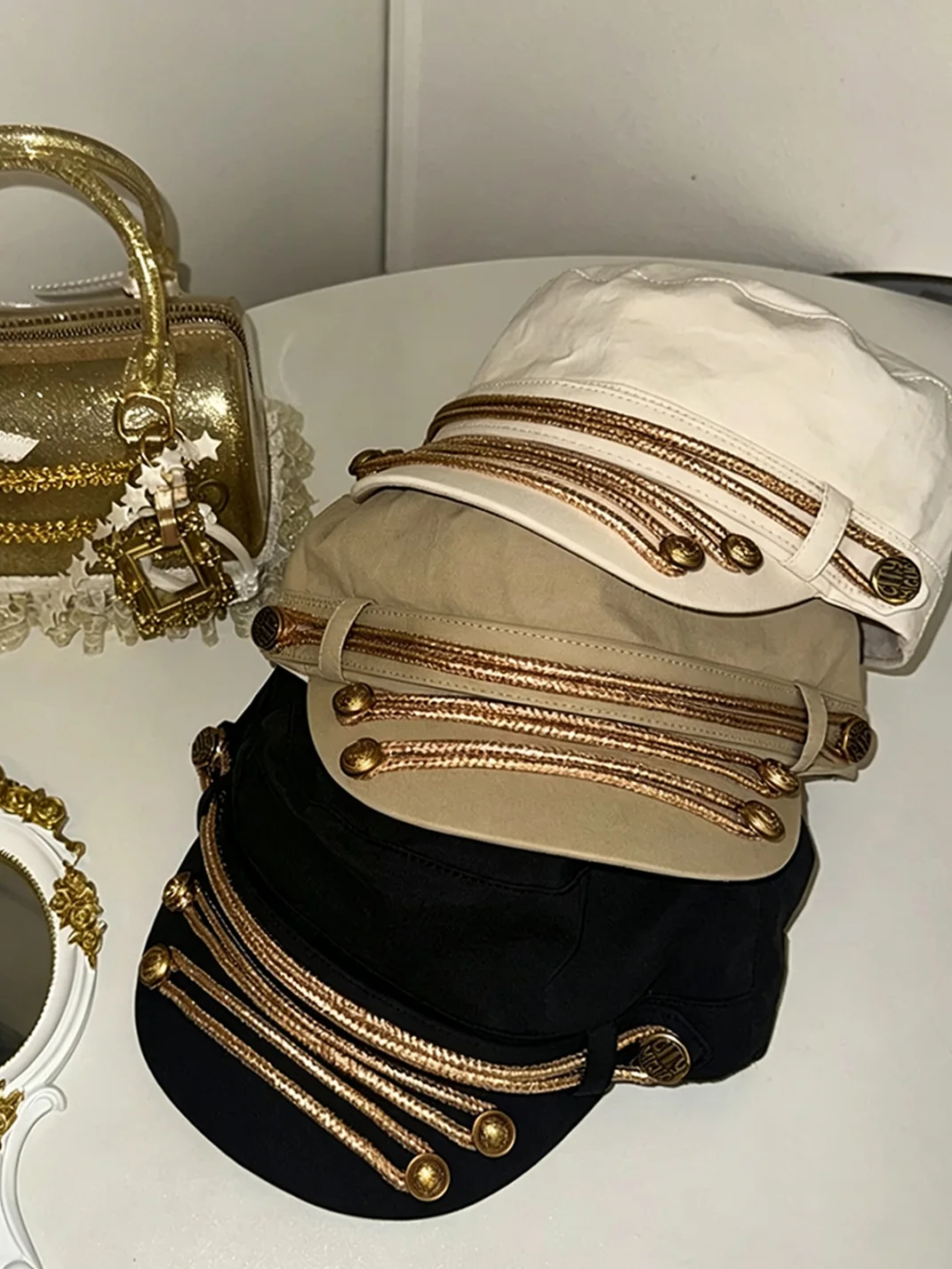 Wolf Grandmother | Vintage Gold Trim Military Cap