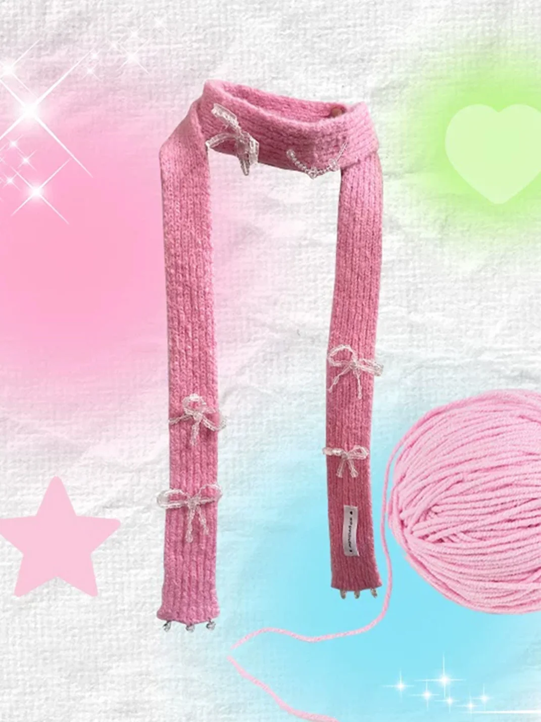 Wolf Grandmother | Y2K Bow Knit Neck Scarf