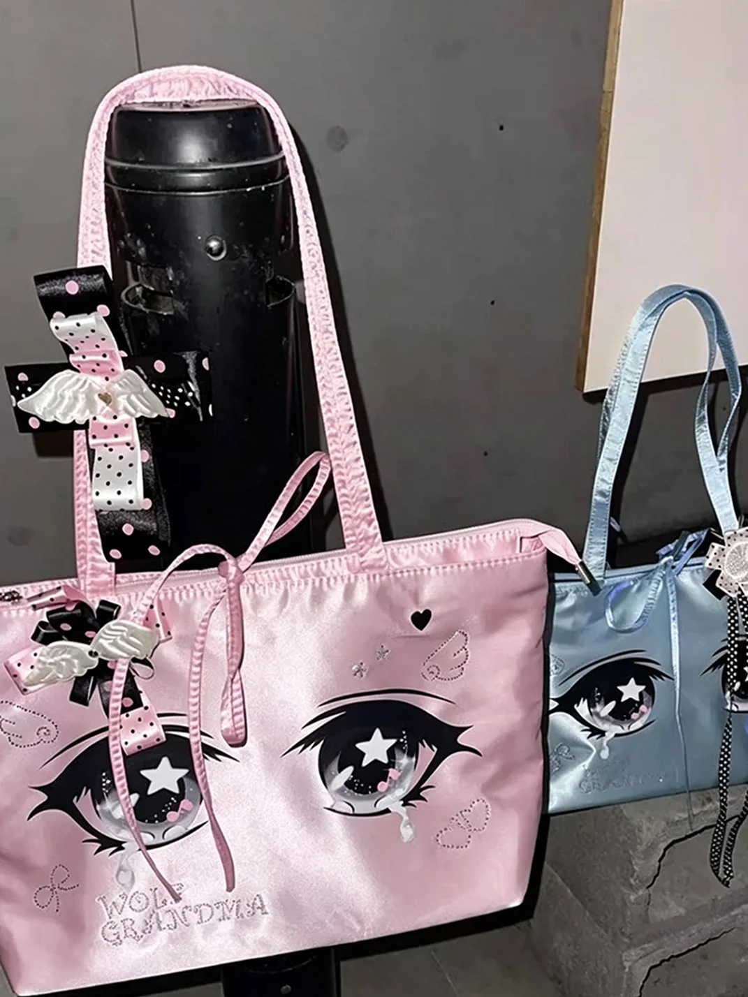 Wolf Grandmother | Anime Eye Rhinestone Satin Tote Bag
