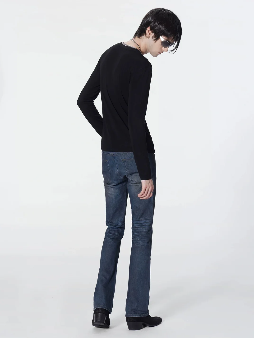 no E mosen | V-Neck Striped Layered Long Sleeve Top