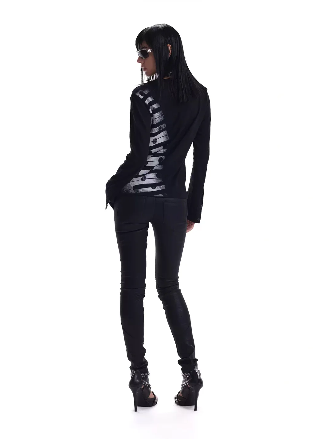 no E mosen | Piano Key Polka Dot Long Sleeve Top