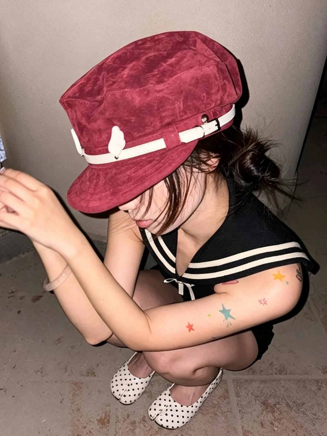 Wolf Grandmother | Wing Detail Polka Dot Newsboy Cap