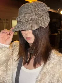 Wolf Grandmother | Striped Flower Wool Riding Hat