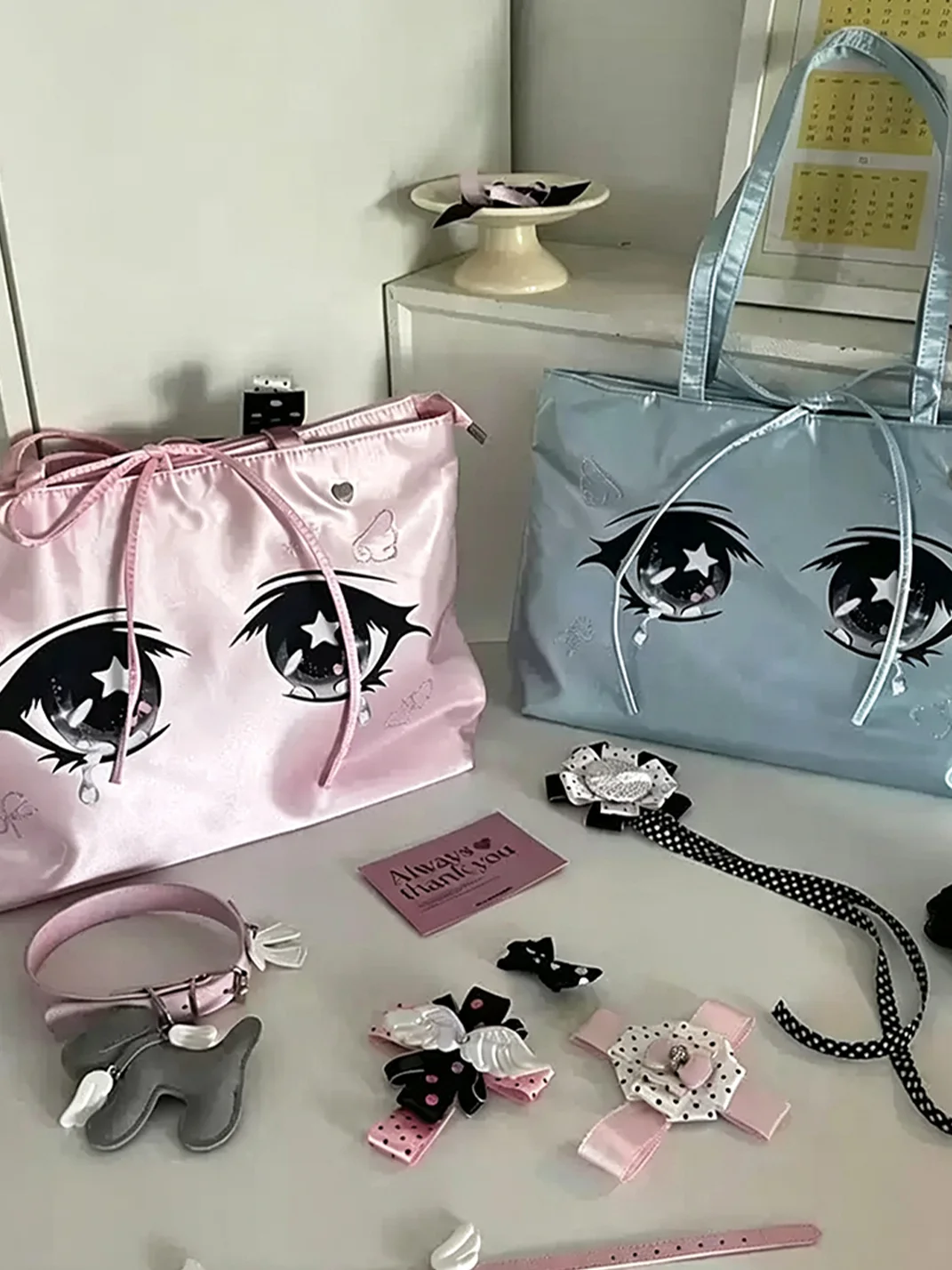 Wolf Grandmother | Anime Eye Rhinestone Satin Tote Bag