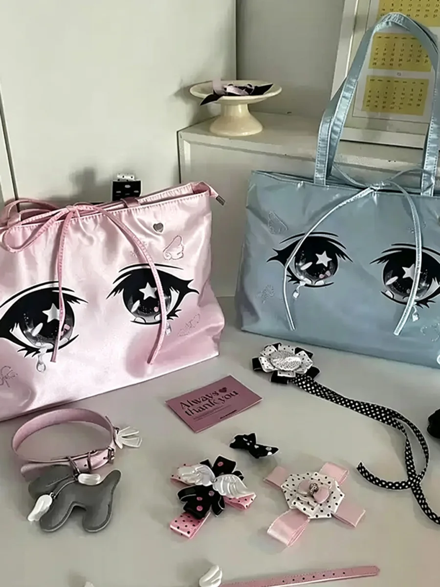 Wolf Grandmother | Anime Eye Rhinestone Satin Tote Bag - 4