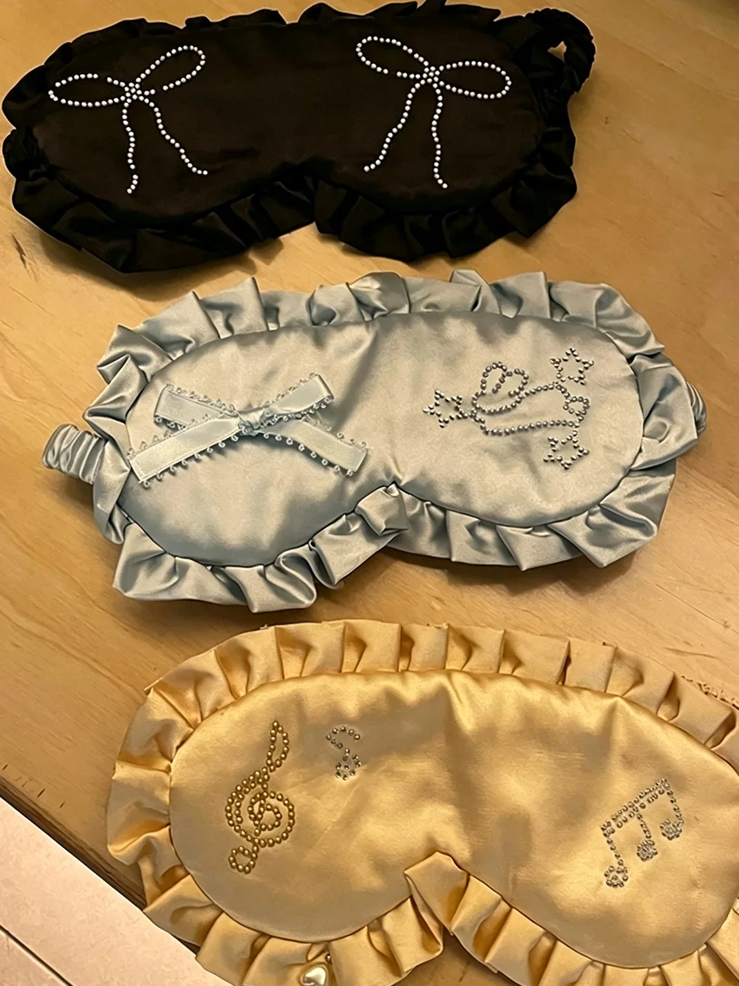 Wolf Grandmother | Rhinestone Ruffle Satin Sleep Mask