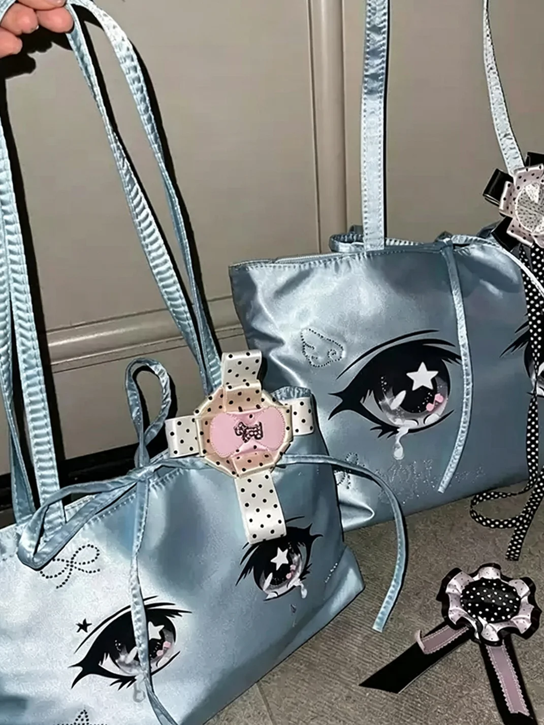 Wolf Grandmother | Anime Eye Rhinestone Satin Tote Bag