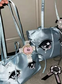 Wolf Grandmother | Anime Eye Rhinestone Satin Tote Bag