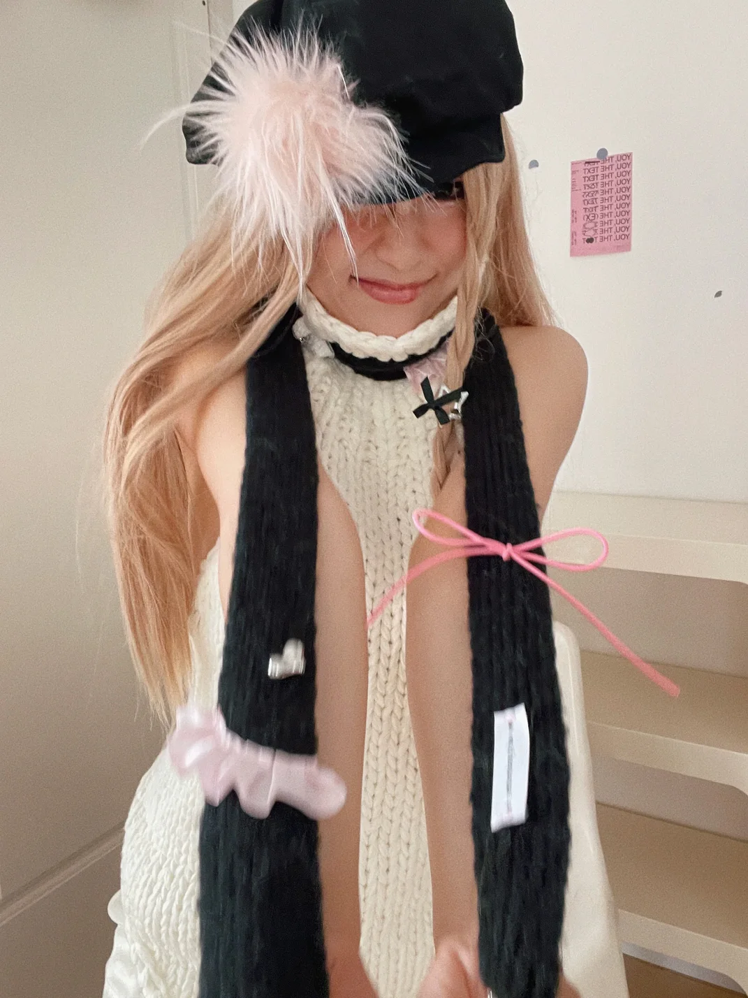 Wolf Grandmother | Y2K Bow Knit Neck Scarf