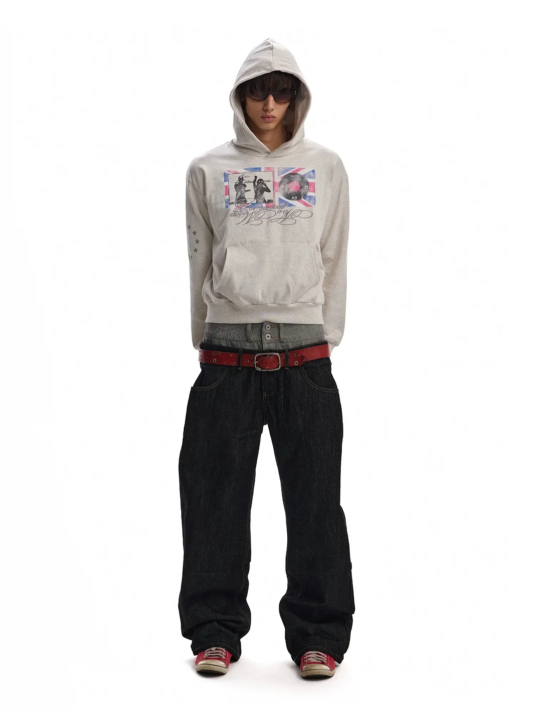 no E mosen | Oversized Color Block Graphic Hoodie