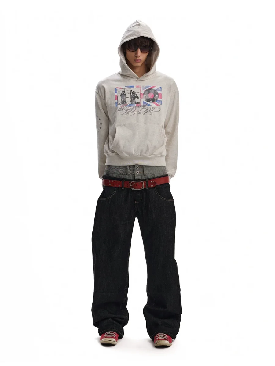no E mosen | Oversized Color Block Graphic Hoodie - 4