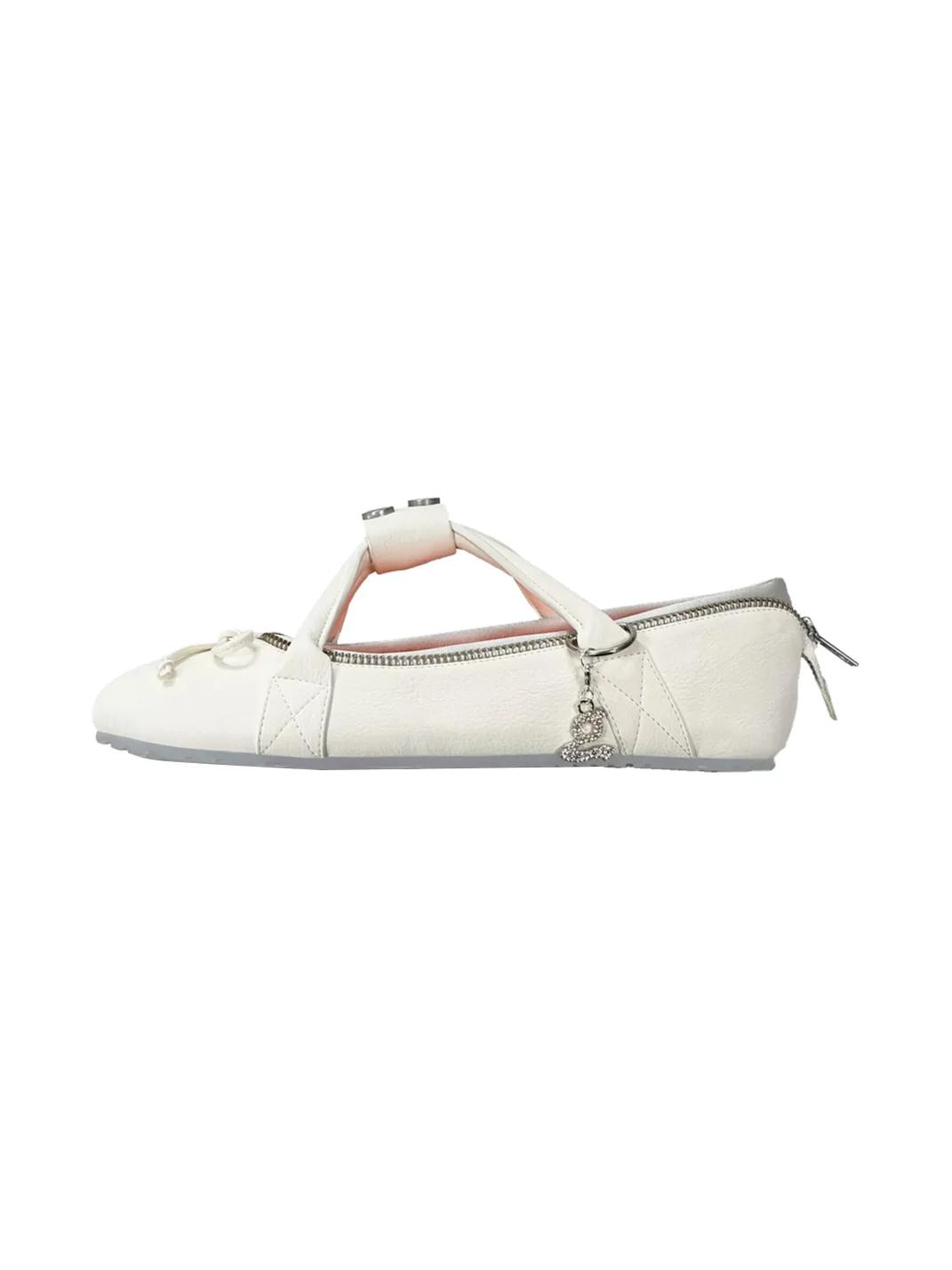 Grape online | Zip Round Toe Ballet Flats
