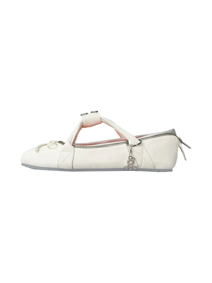Grape online | Zip Round Toe Ballet Flats - 3