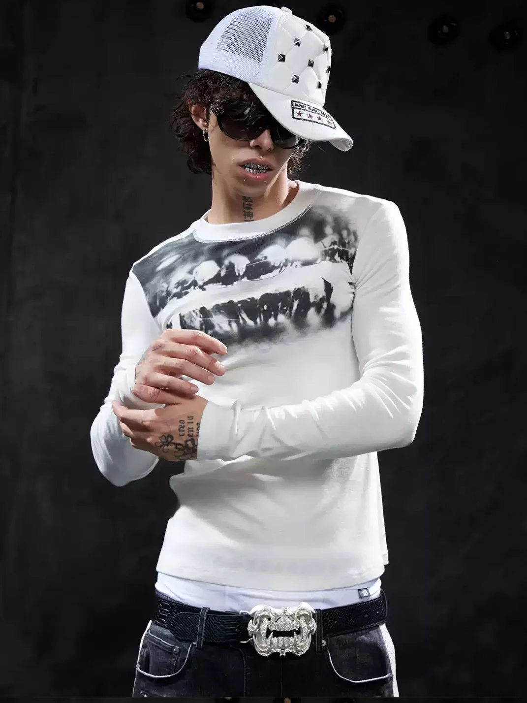 DND4DES | Slim Fit Printed Stretch Long Sleeve T-Shirt