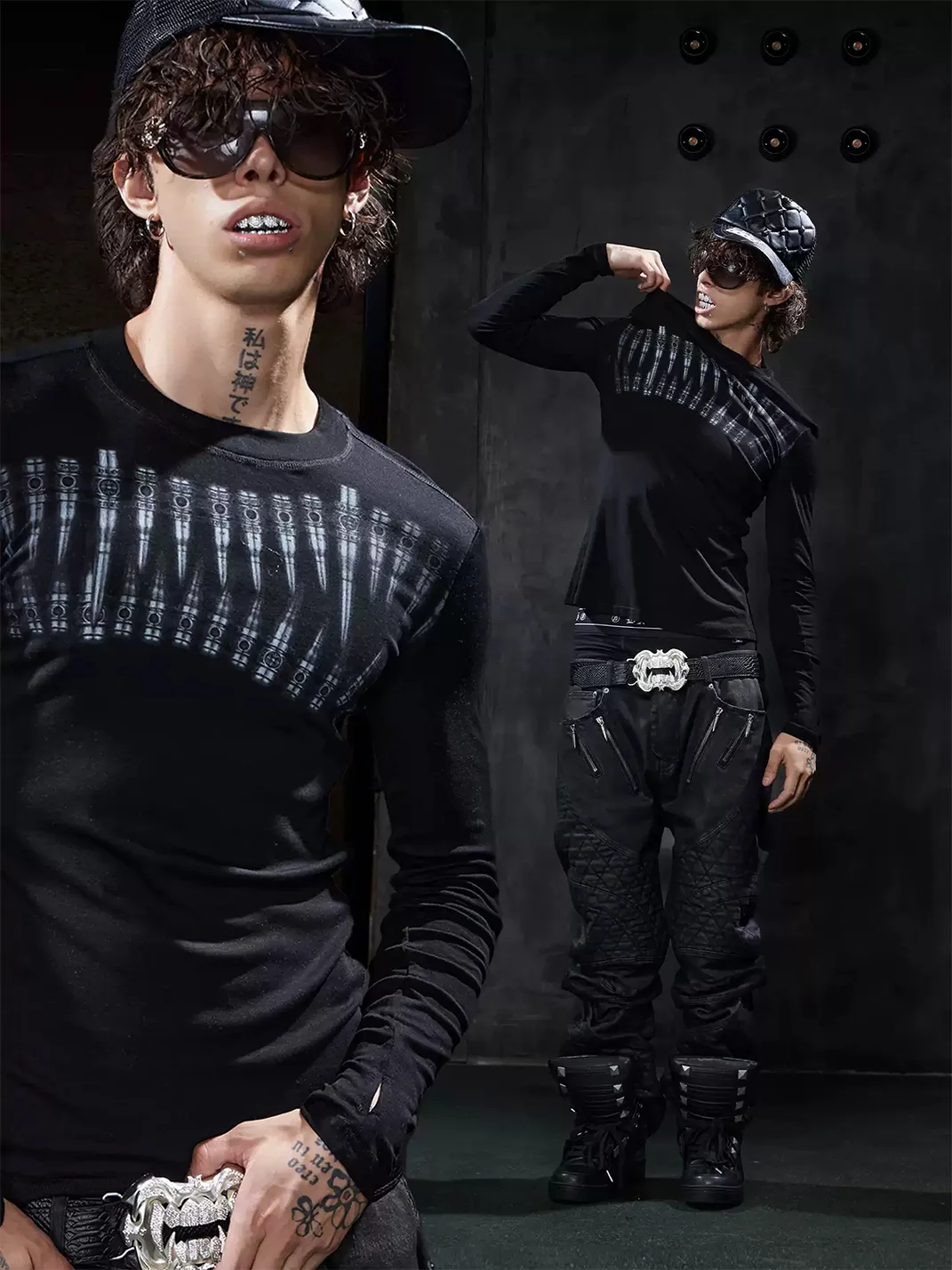 DND4DES | Slim Fit Bullet Print Long Sleeve T-Shirt