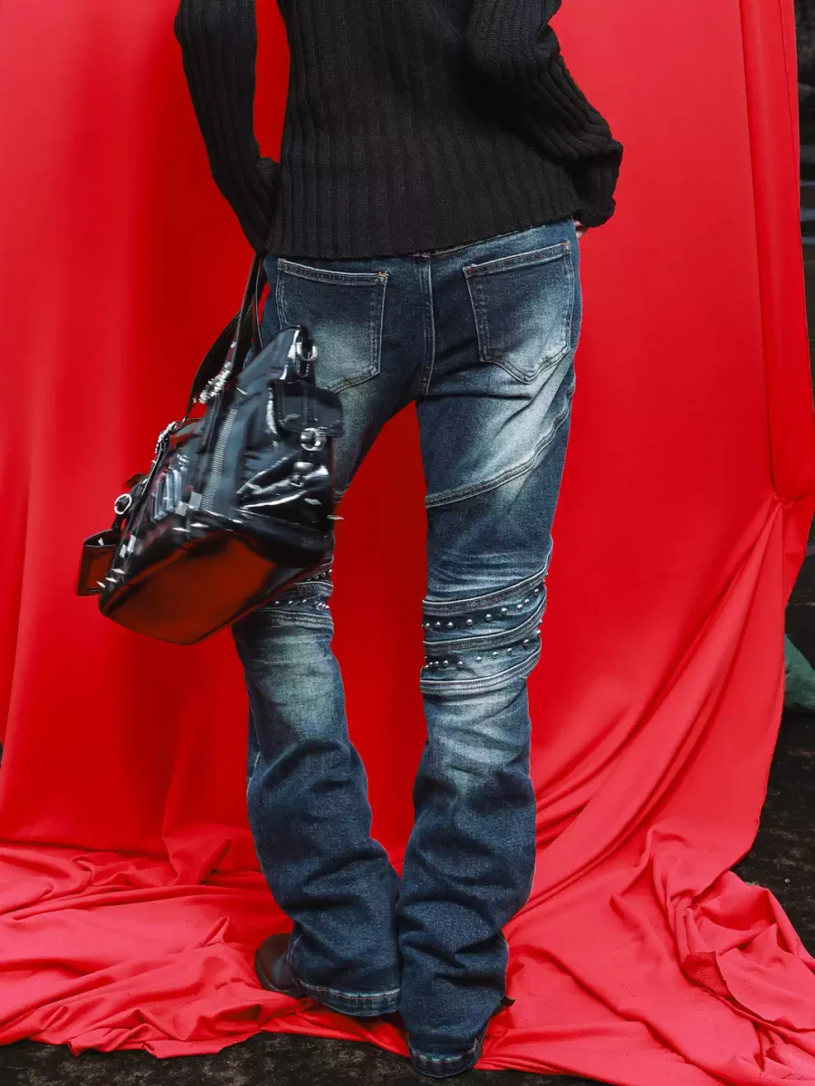 DETW | Slim Washed Studded Flared Jeans - 3