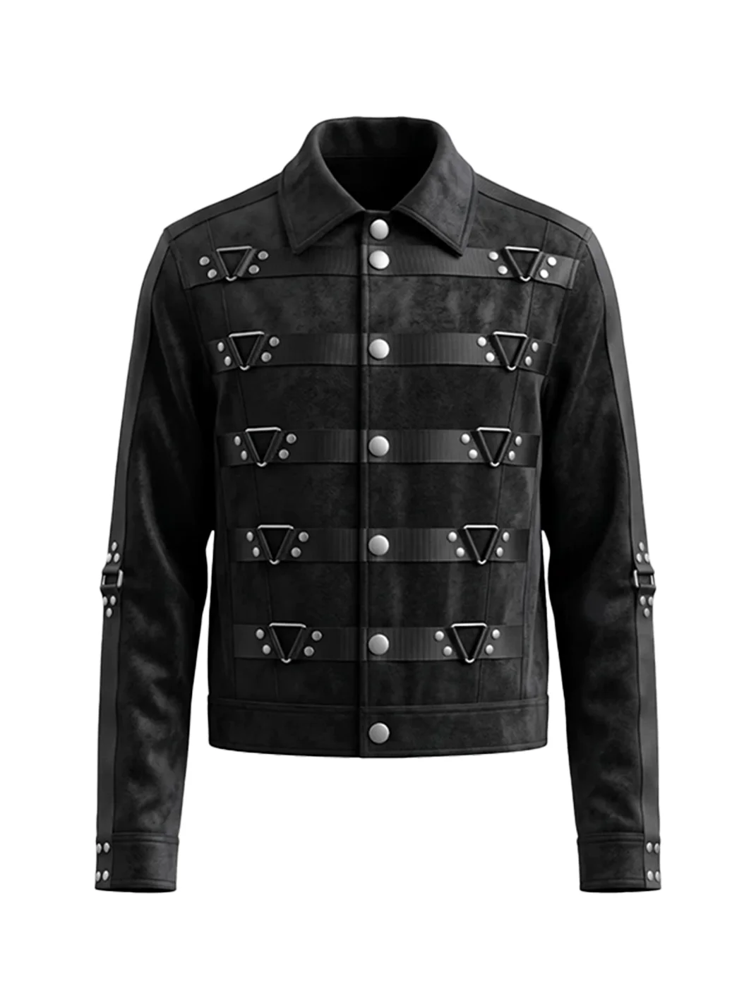DND4DES | Studded Strap Lapel Faux Suede Jacket