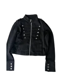 DETW | Cropped Dark Wash Napoleon Denim Jacket