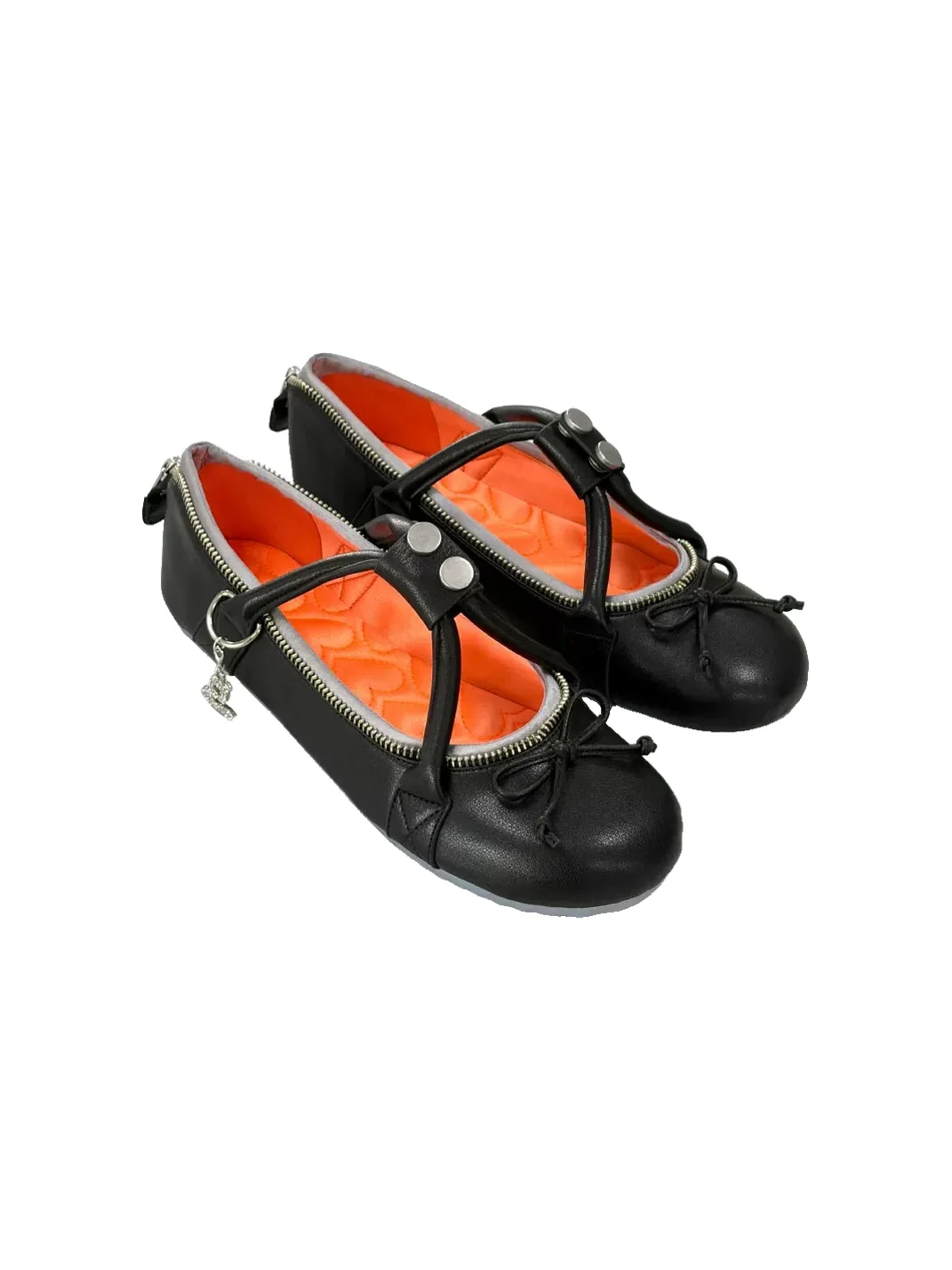 Grape online | Zip Round Toe Ballet Flats