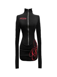 Gods plan | Slim Fit Zip Mock Neck Mini Dress