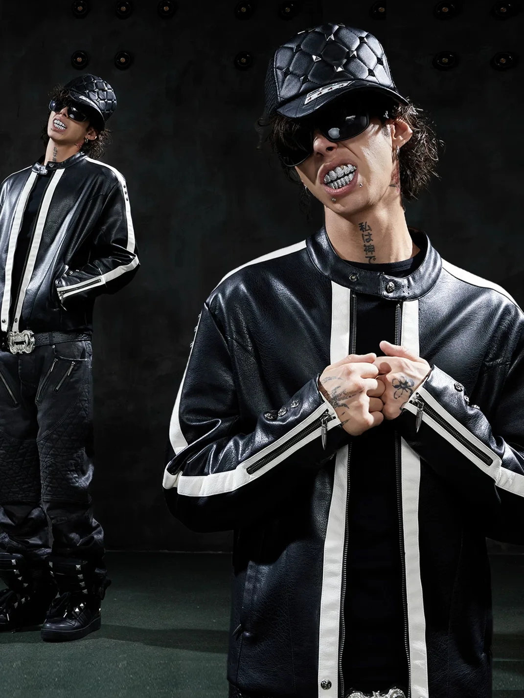 DND4DES | Loose Contrast Stripe Racing Biker Jacket
