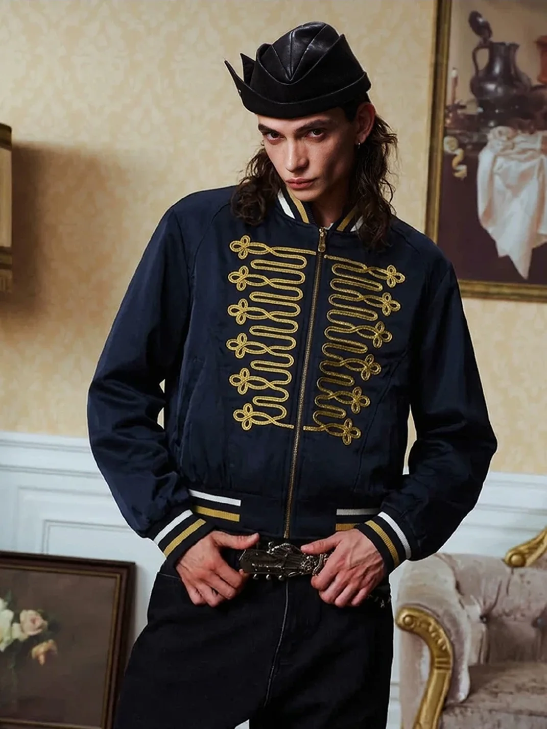 YADcrew | Embroidered Satin Bomber Jacket