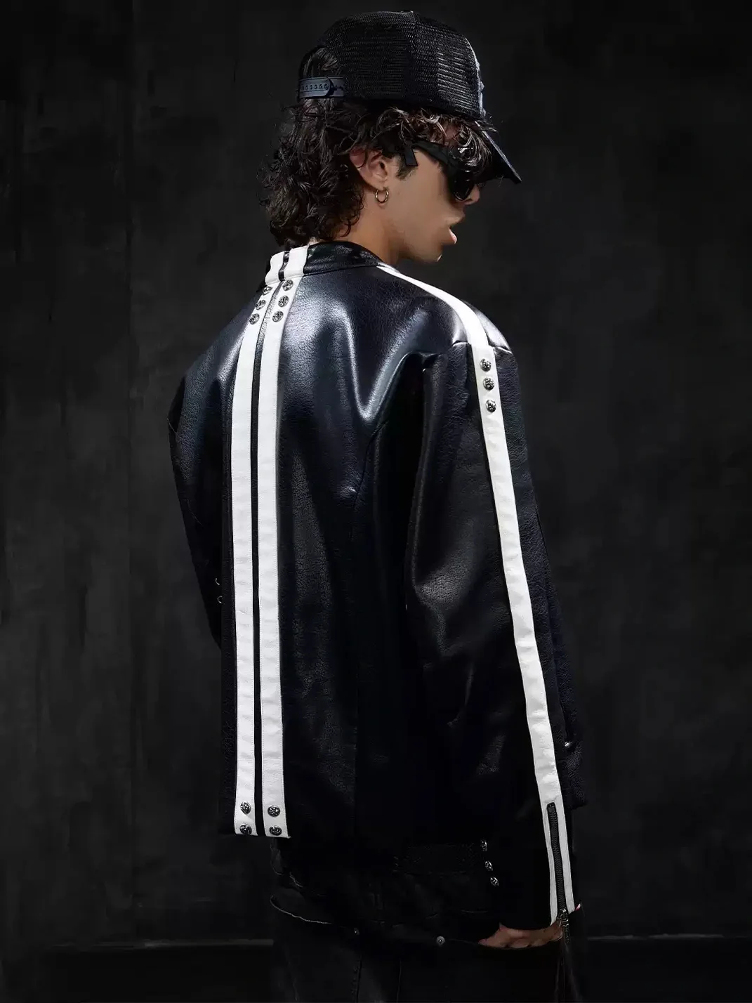 DND4DES | Loose Contrast Stripe Racing Biker Jacket
