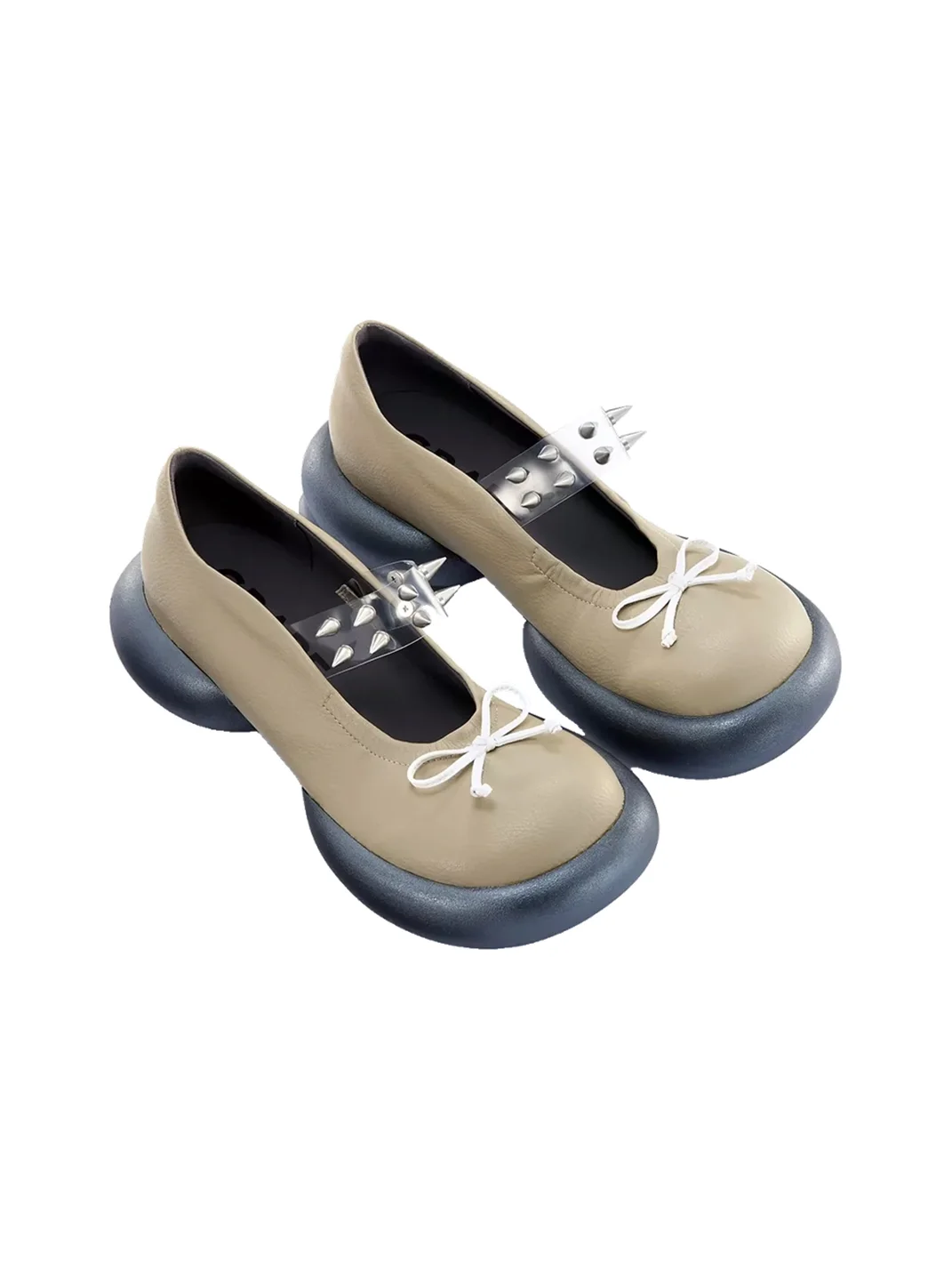 Grape online | Studded Bow Platform Mary Jane Shoes