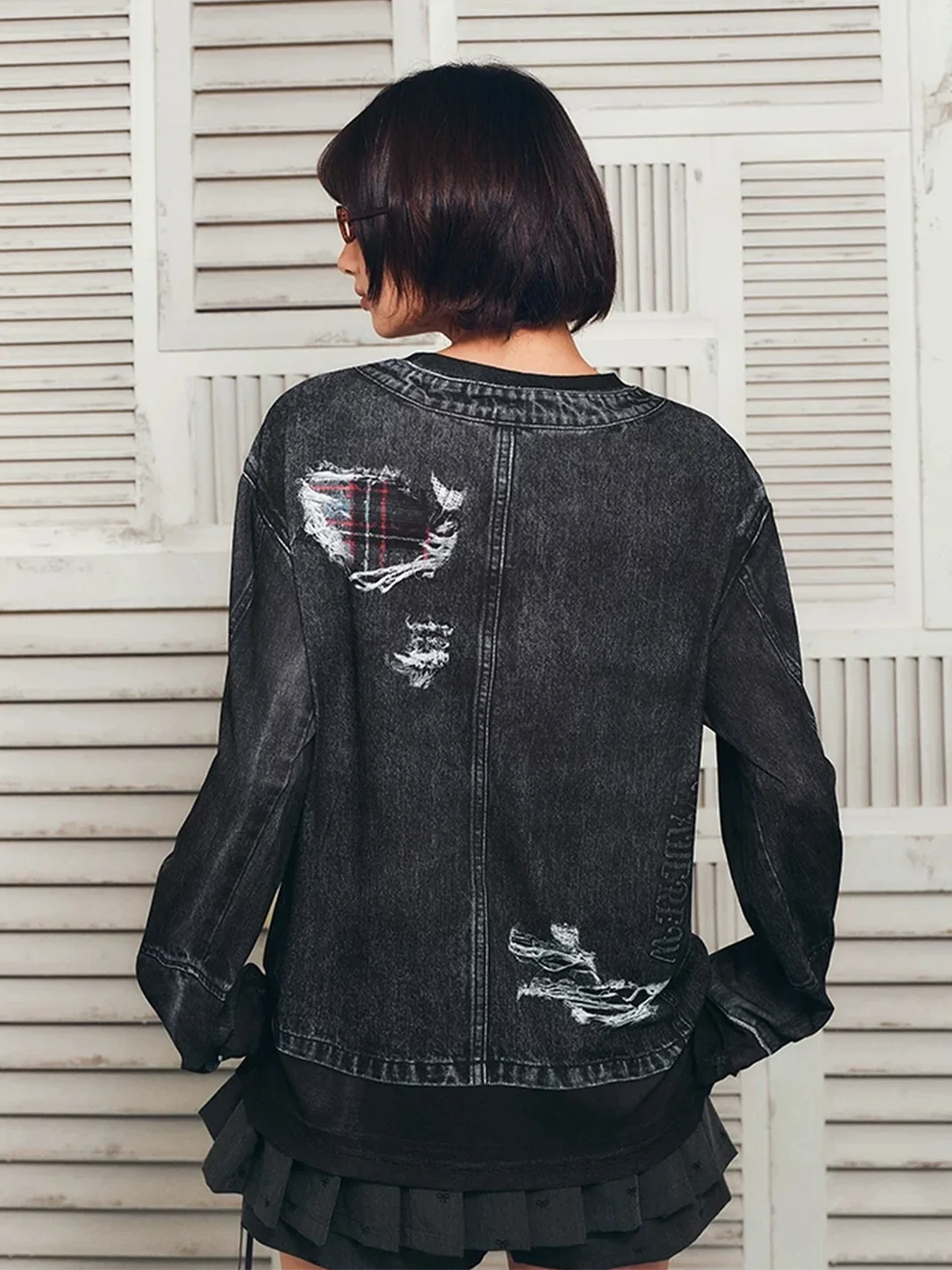 YADcrew | 3D Layered Napoleon Jacket Print Long Sleeve T-Shirt