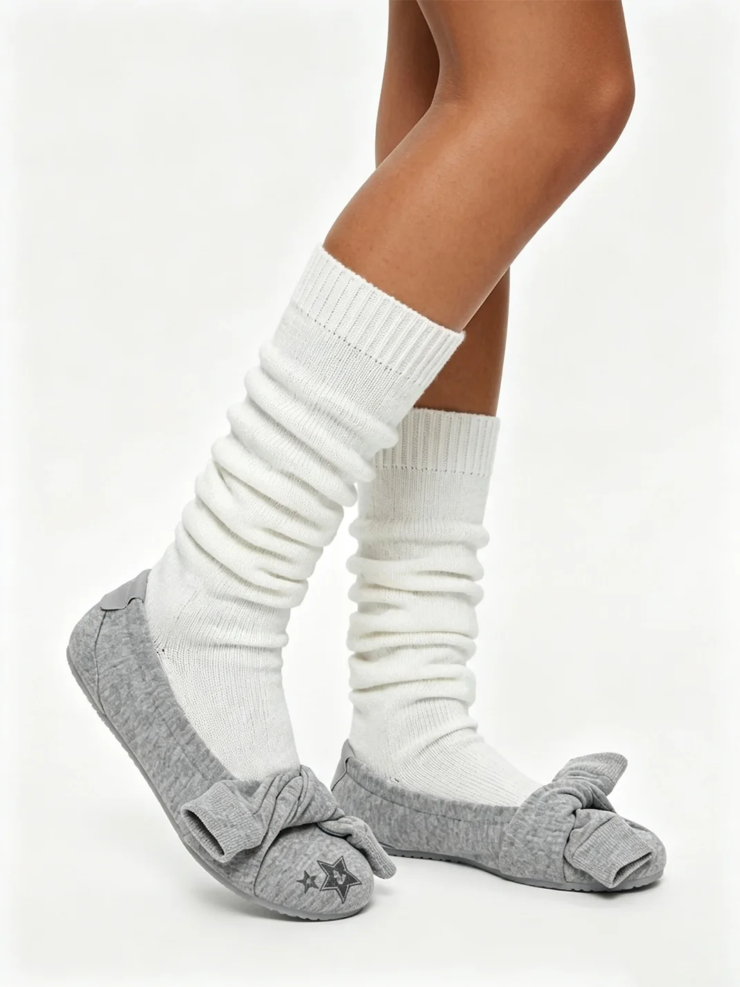 Grape online | Tie-Sleeve Bow Slip-On Ballet Flats