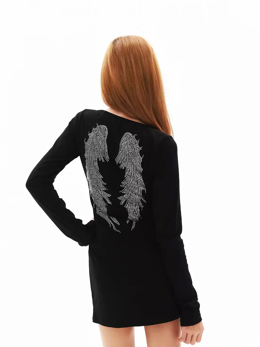 Gods plan | Rhinestone Angel Wing Bodycon Mini Dress