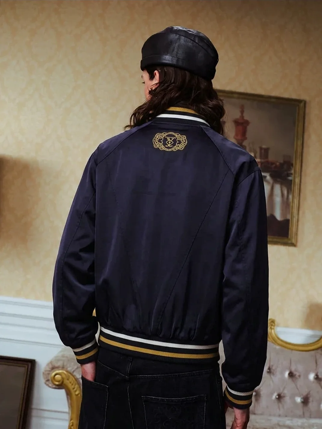 YADcrew | Embroidered Satin Bomber Jacket