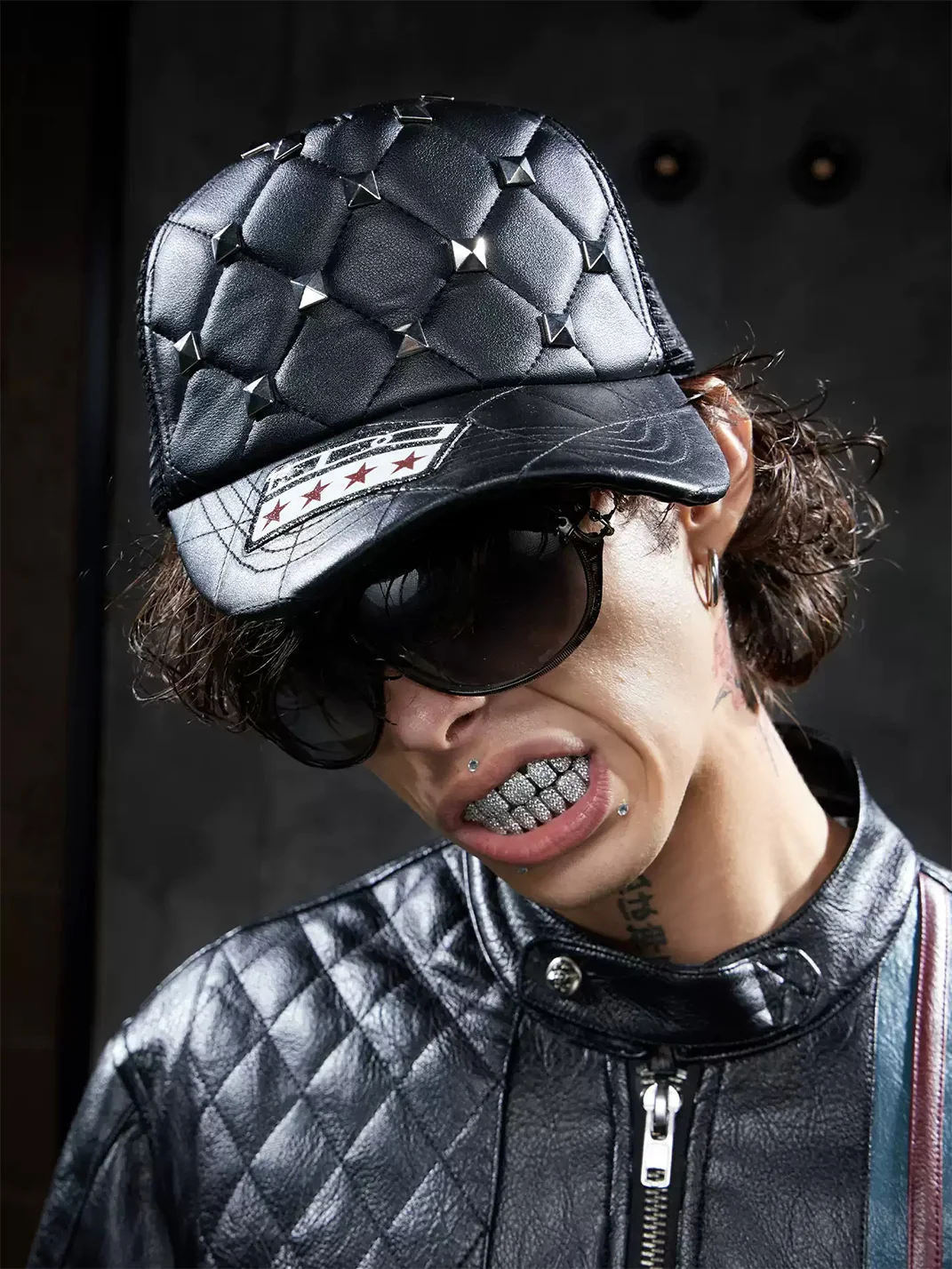 DND4DES | Studded Quilted PU Mesh Trucker Cap