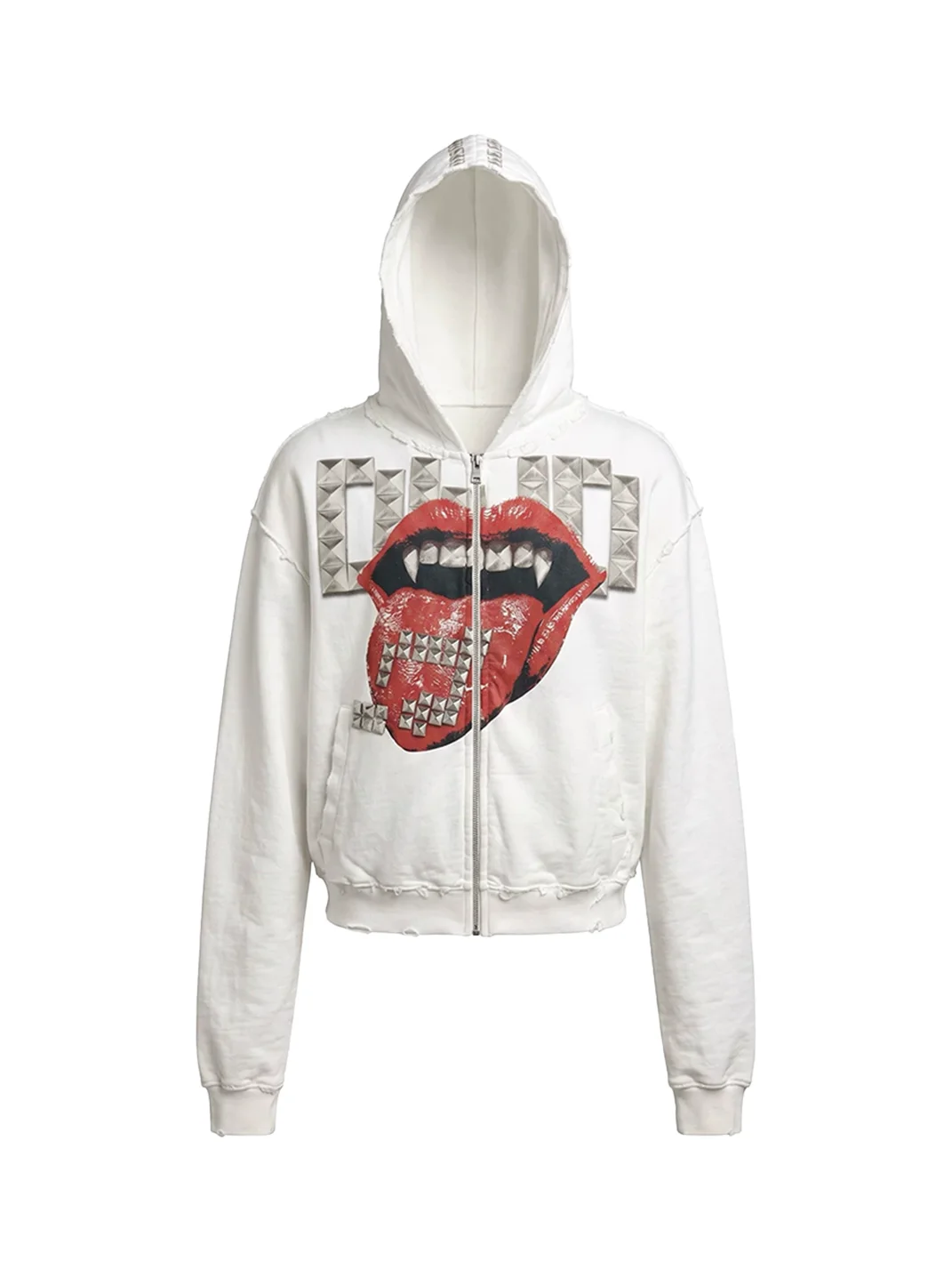 DND4DES | Oversized Studded Graphic Zip-Up Hoodie