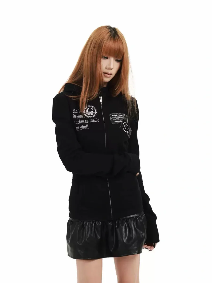 Gods plan | Fitted Skull Hooded Zip Jacket - 4