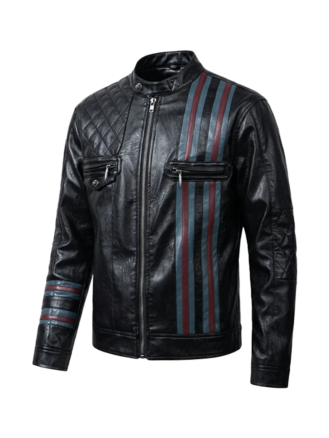 DND4DES | Colorblock Diamond Quilted Biker Jacket