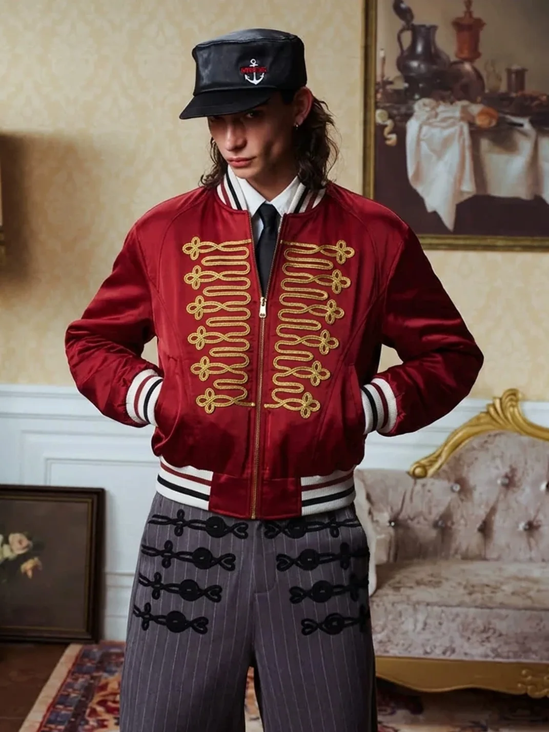 YADcrew | Embroidered Satin Bomber Jacket