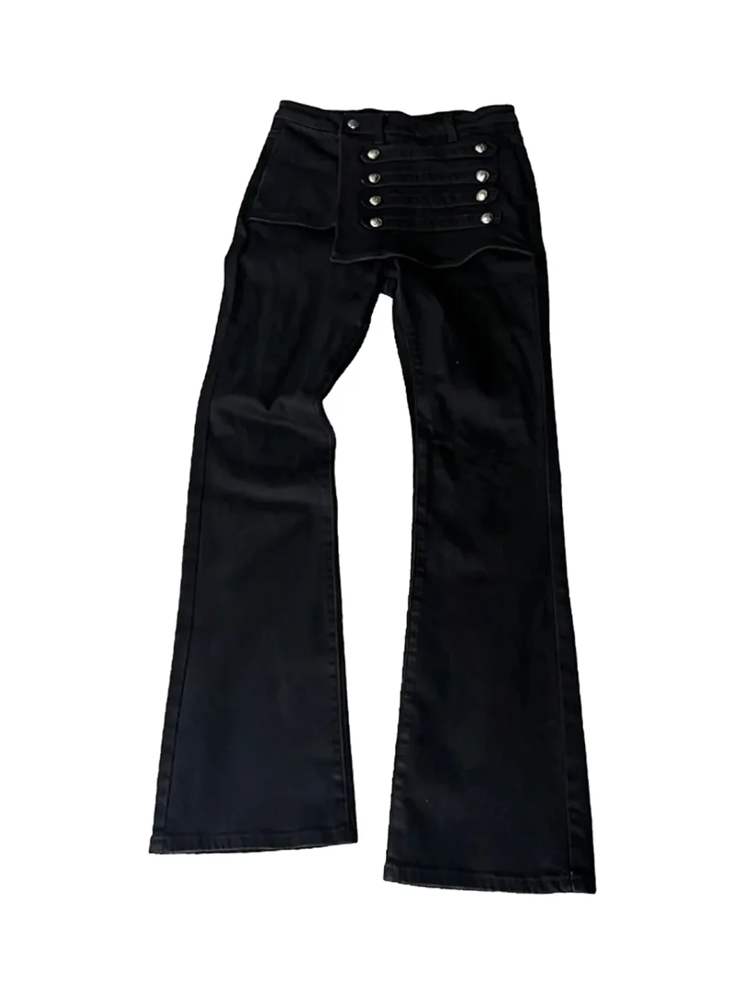 DETW | Black Buttoned Relaxed Micro-Flare Jeans
