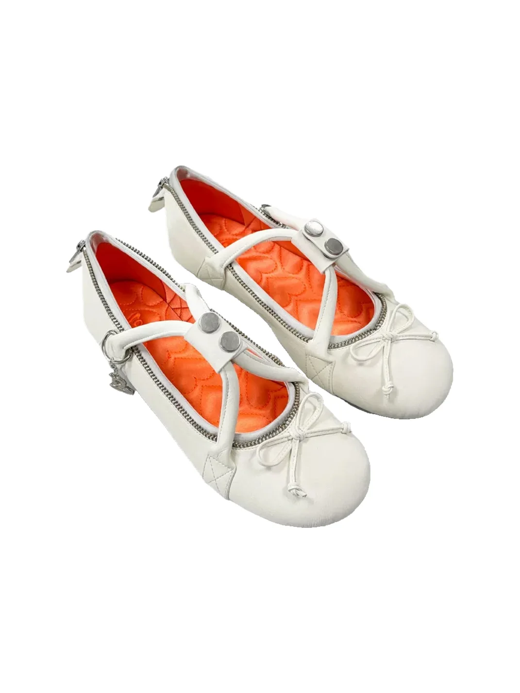 Grape online | Zip Round Toe Ballet Flats
