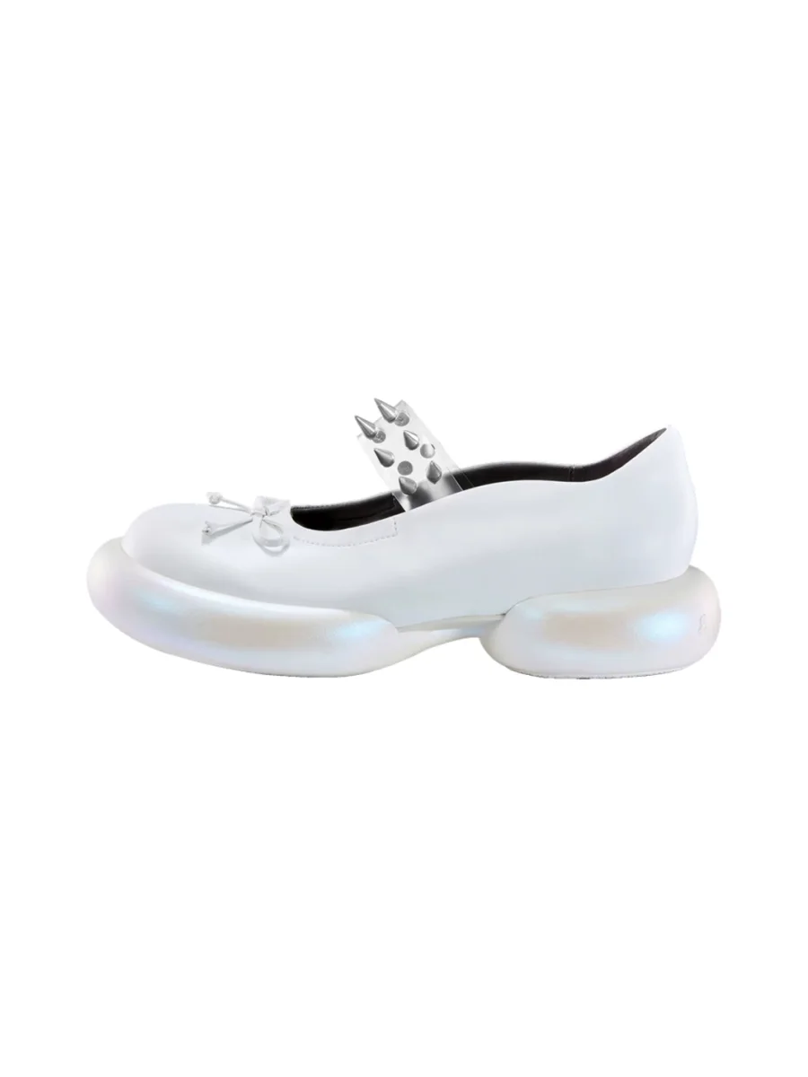 Grape online | Studded Bow Platform Mary Jane Shoes - 4